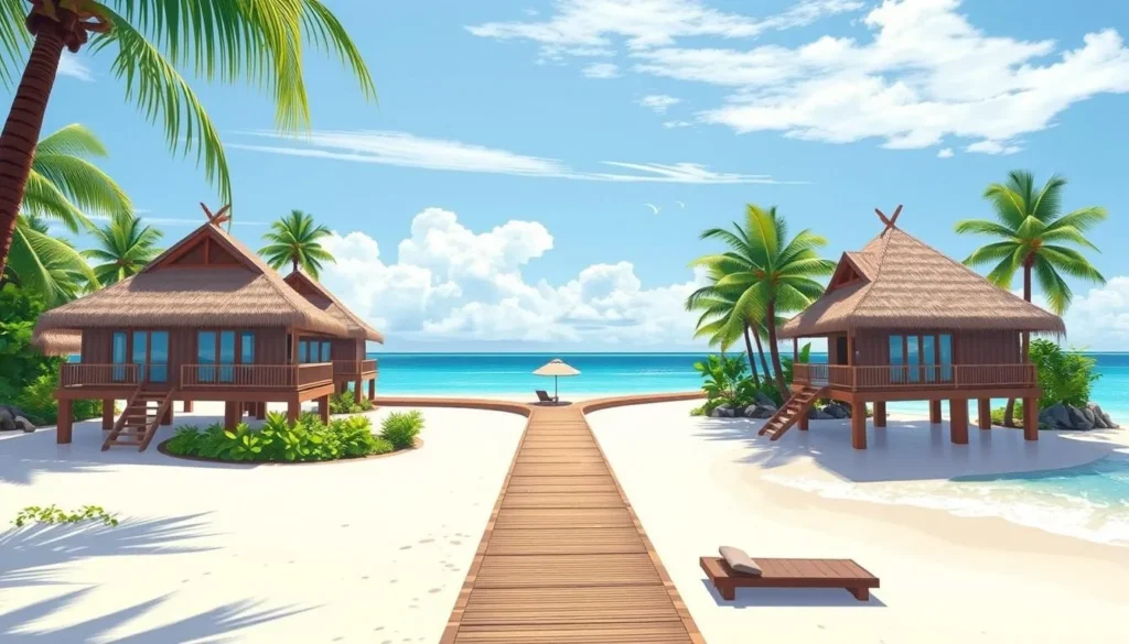 Image of Breakas Beach Resort's luxurious bungalows and private beach