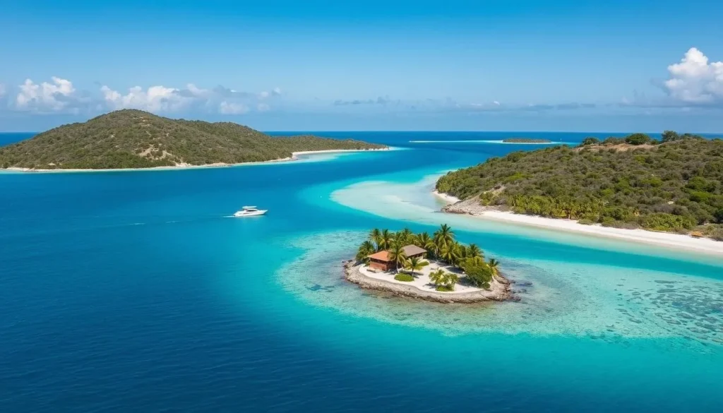 Image of Buck Island during the dry season with clear skies and calm waters