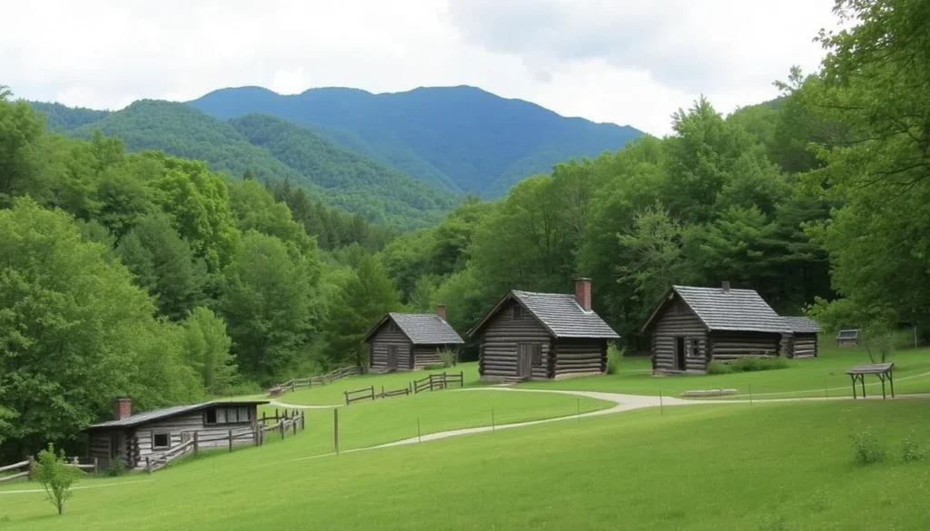 Image of Cades Cove with historic log cabins