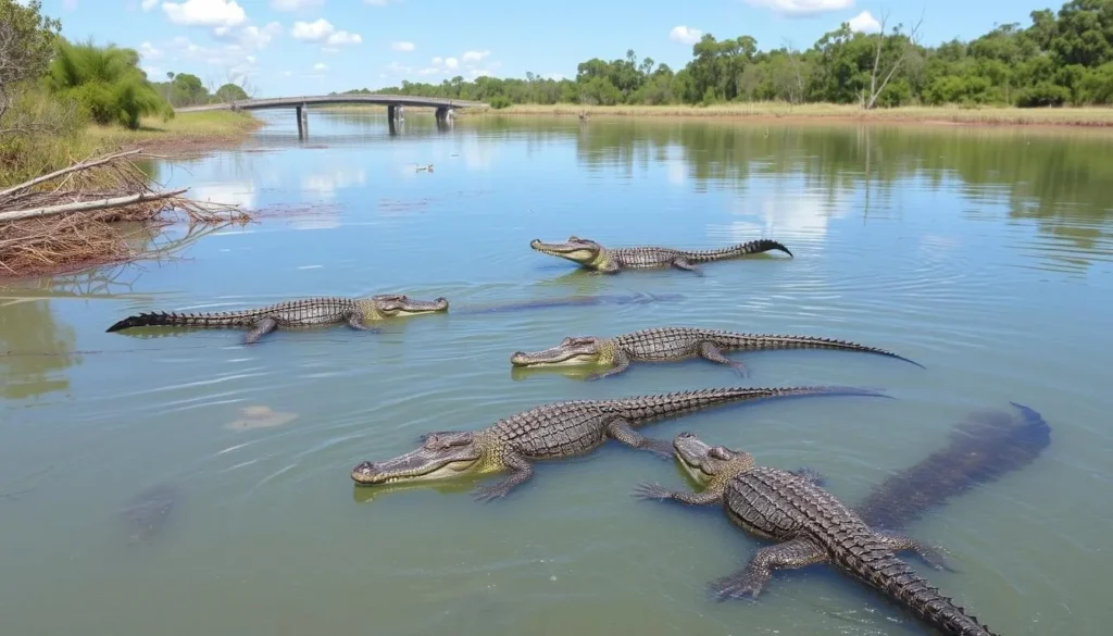 Image of Cahills Crossing with crocodiles in the East Alligator River