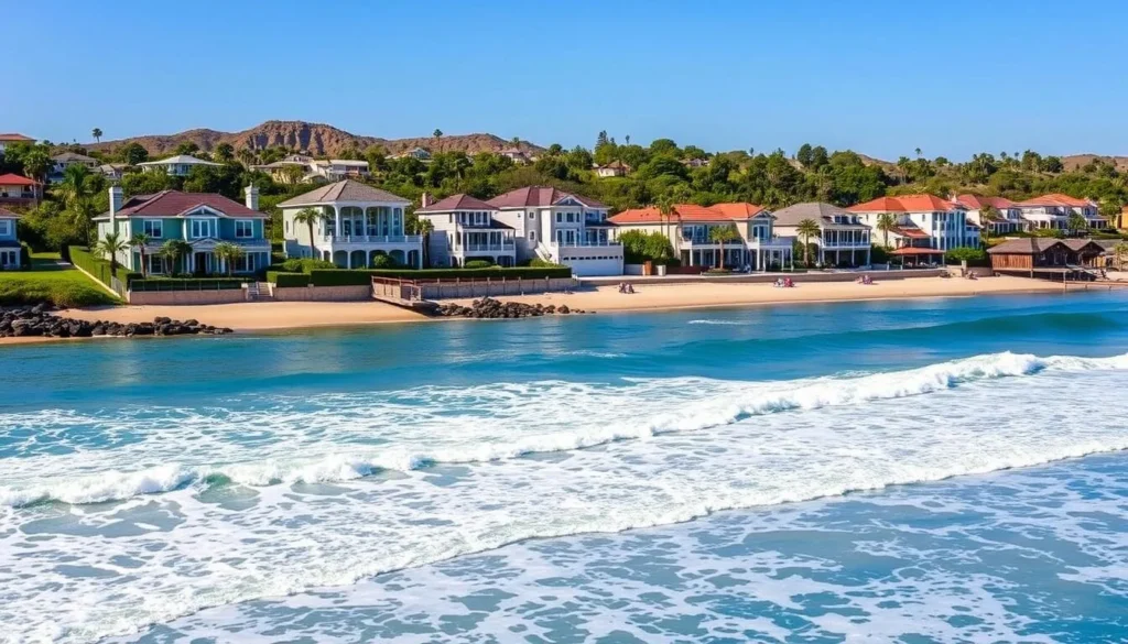 Image of Carbon Beach with luxury homes in the background Image of Carbon Beach with luxury homes in the background