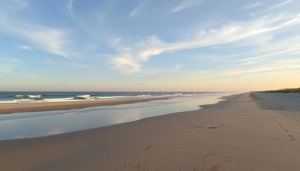 Image of Central Beach in Michigan City, Indiana, highlighting its natural surroundings and part of the Indiana Dunes National Park.