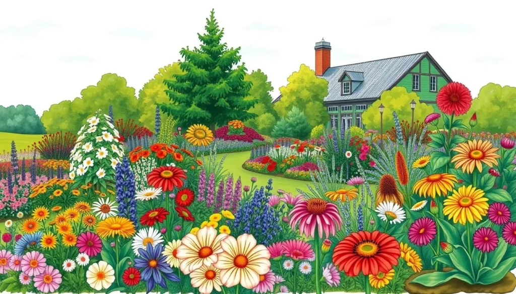 Image of Central Gardens of North Iowa with diverse flowers and garden themes