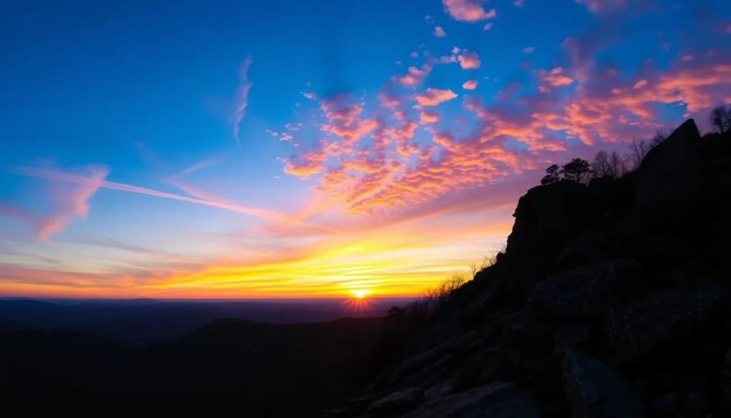 Image of Cheaha Mountain at sunset with panoramic views