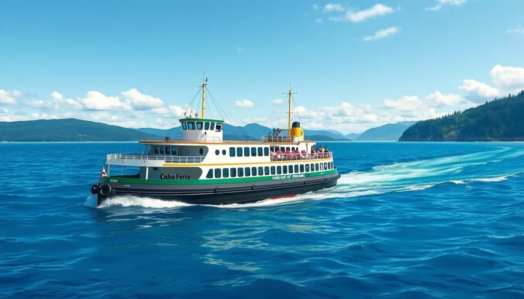 Image of Coho Ferry sailing across the Strait of Juan de Fuca