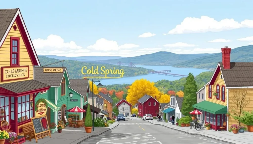 Image of Cold Spring village with antique shops and Hudson River views