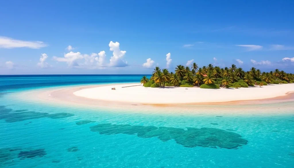 Image of Cresta de Gallo Island with its picturesque sandbar and turquoise waters