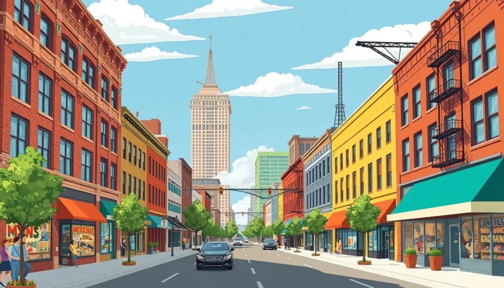 Image of Crossroads Arts District, Kansas City, with galleries and boutiques in historic industrial buildings