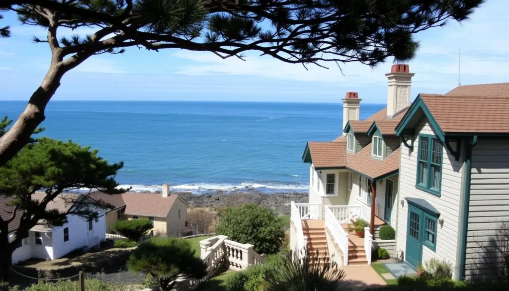 Image of Crystal Cove State Park's historic cottages and shoreline
