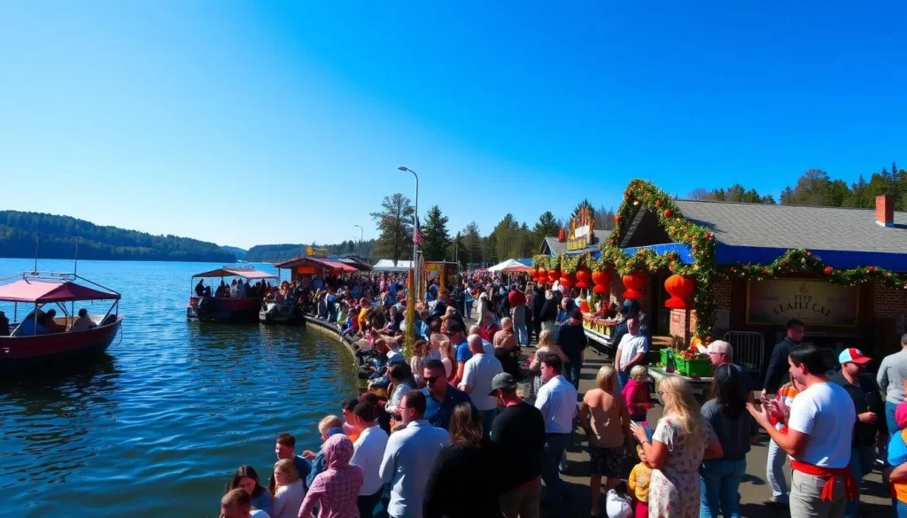 Image of Crystal Lake during a seasonal festival