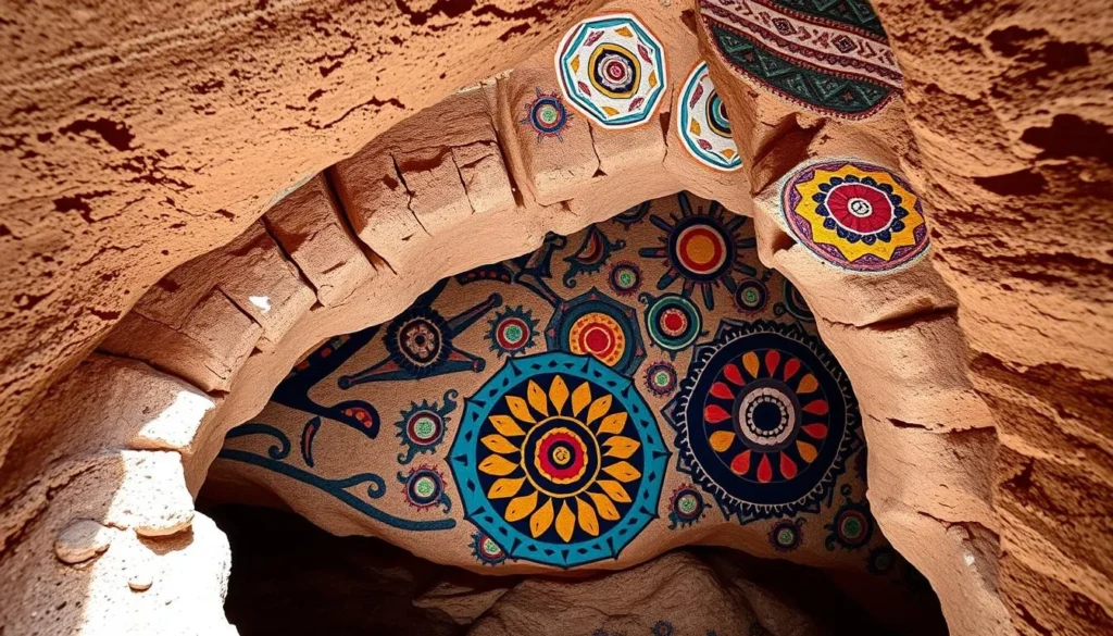 Image of Cueva Pintada's colorful geometric paintings