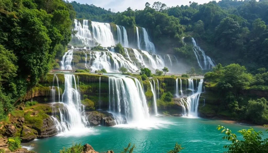 Image of Dagubdob Falls with emerald waters and multiple tiers