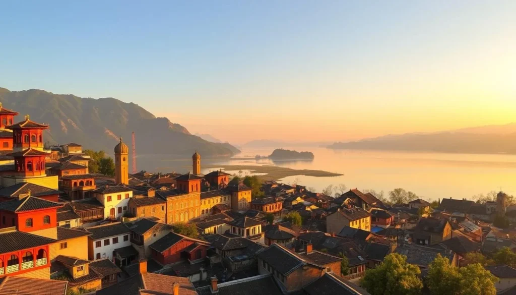Image of Dali Old Town with Erhai Lake in the background