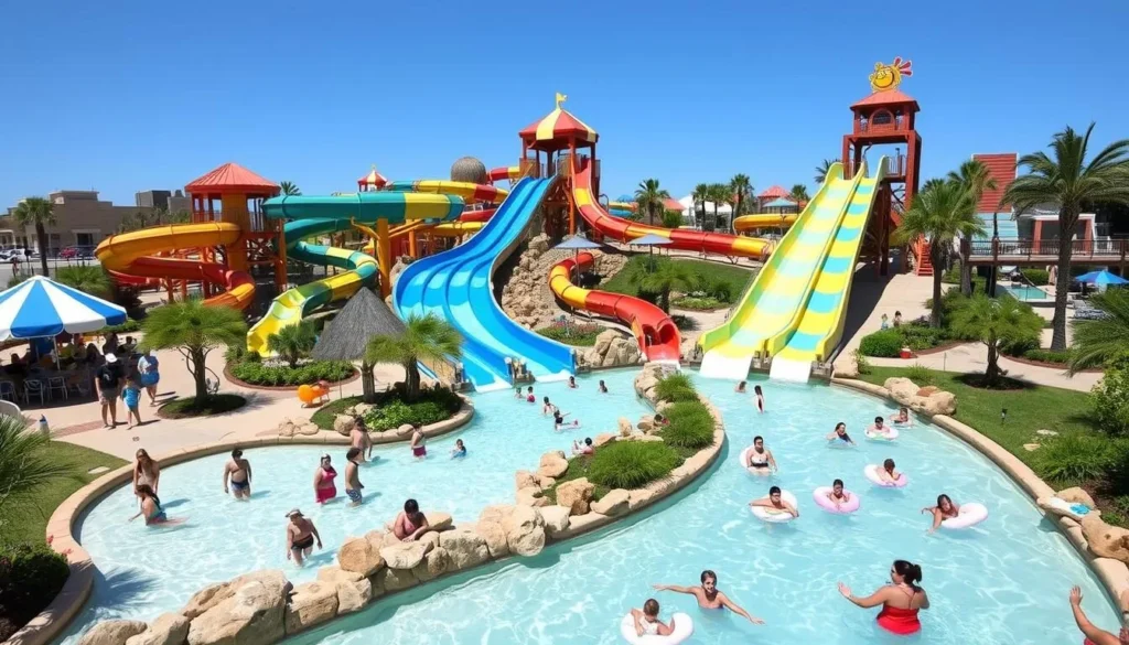 Image of Daytona Lagoon Waterpark with water slides and a lazy river