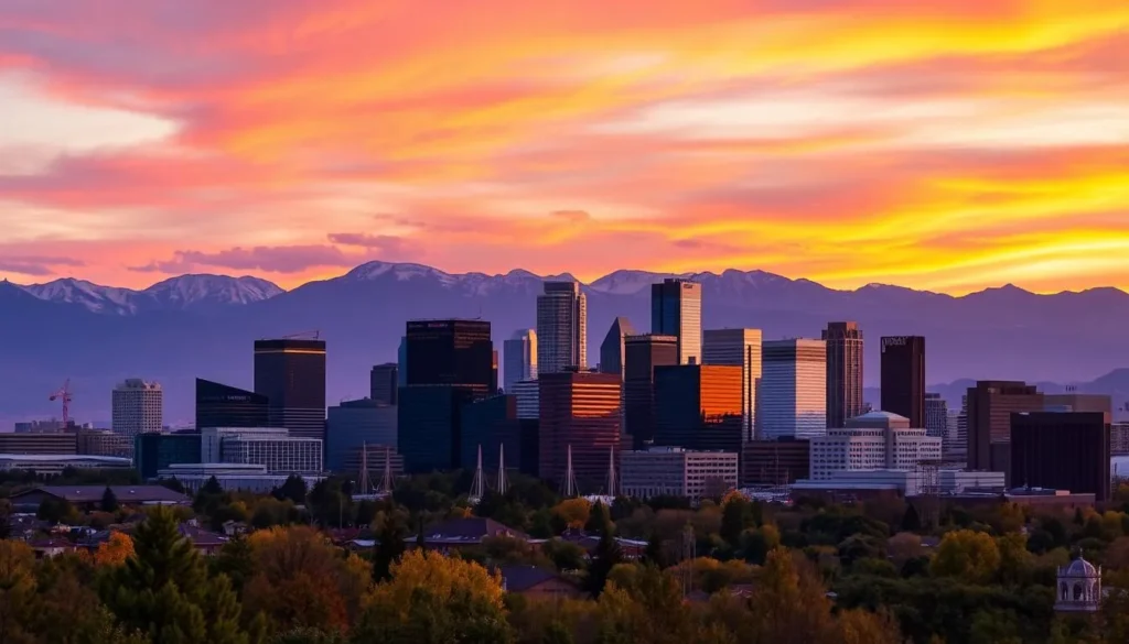 Image of Denver Skyline at Sunset