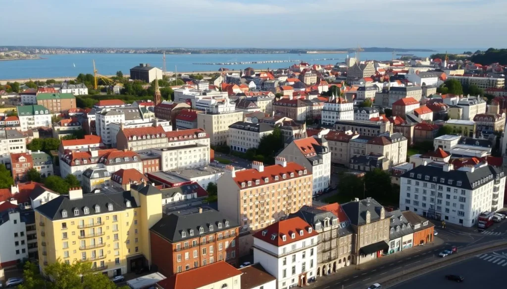Image of Dover cityscape with various hotels
