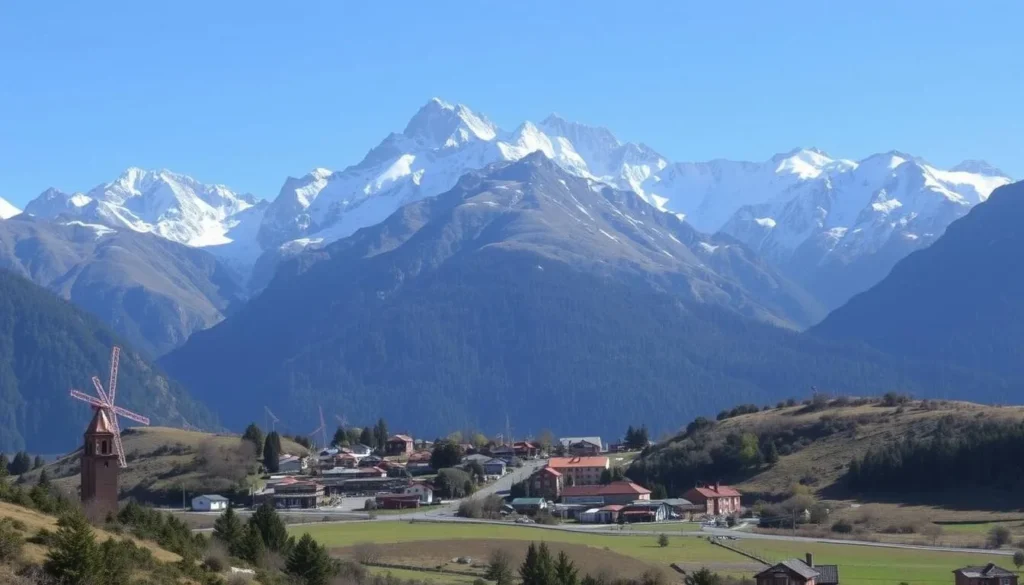 Image of El Chaltén village surrounded by mountains