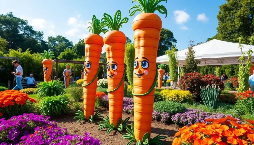 Image of Food Gatherers' Giant Carrot Statues Image of Food Gatherers' Giant Carrot Statues