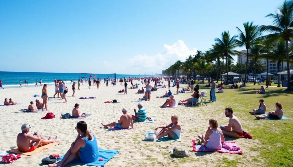 Image of Fort Lauderdale Beach Park with people enjoying various activities Image of Fort Lauderdale Beach Park with people enjoying various activities