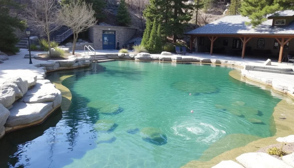 Image of Franklin Hot Springs' public mineral hot springs pool