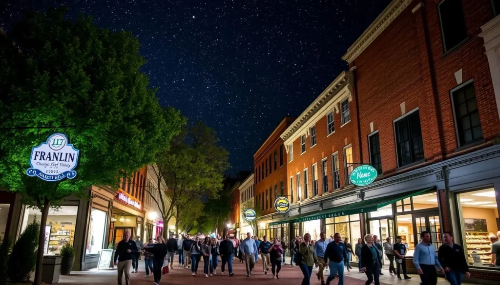 Image of Franklin Street Chapel Hill at night