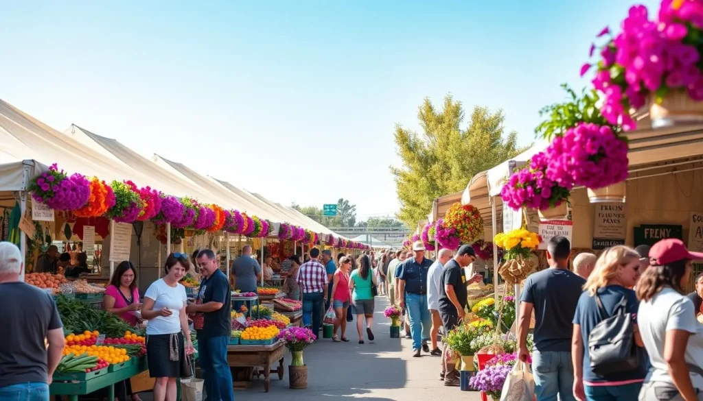 Image of Fresno farmers market stalls