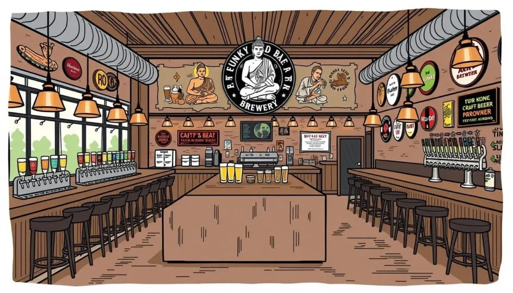 Image of Funky Buddha Brewery taproom with a variety of craft beers on tap Image of Funky Buddha Brewery taproom with a variety of craft beers on tap