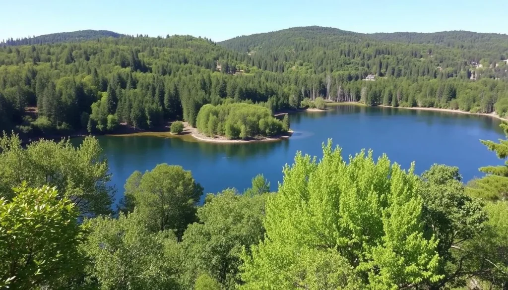 Image of Hillman Ferry Campground with a serene lake view