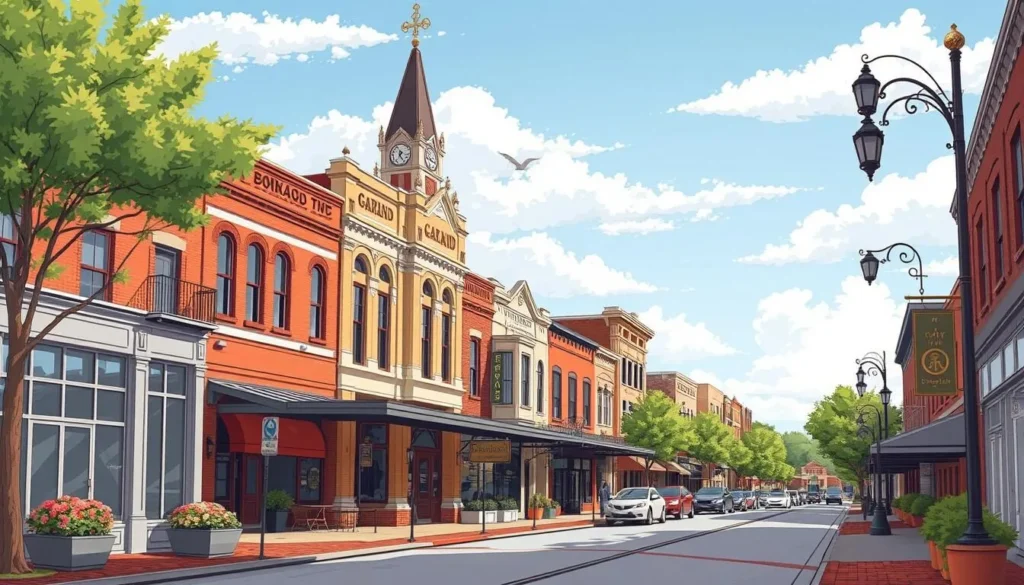 Image of Historic Downtown Garland's charming streets and historic buildings