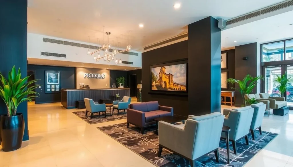 Image of Hotel Piccolo's modern lobby