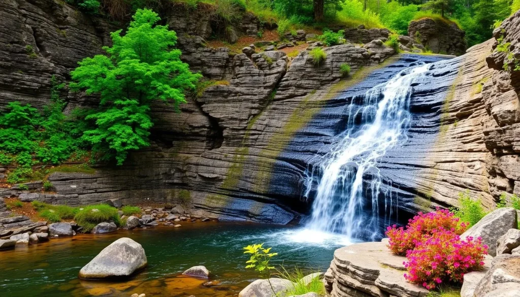 Image of Houghton Falls, with water cascading down the rocky face