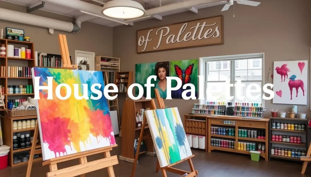 Image of House of Palettes' art studio with canvas and paints