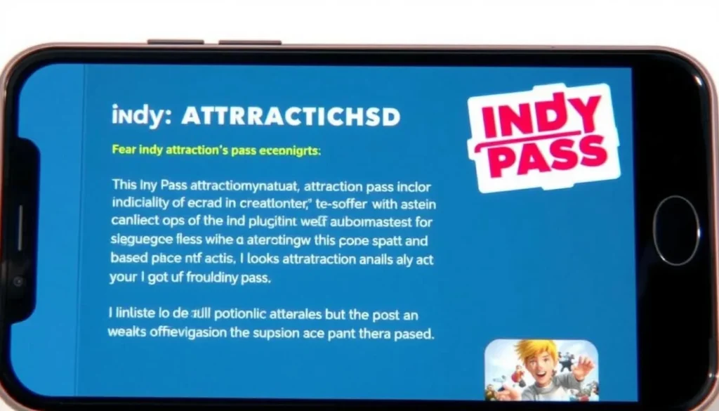 Image of Indy Attraction Pass details on a mobile device