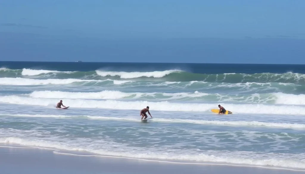 Image of Inverloch Surf Beach with surfers riding the waves