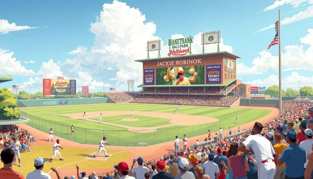 Image of Jackie Robinson Ballpark with a baseball game in progress