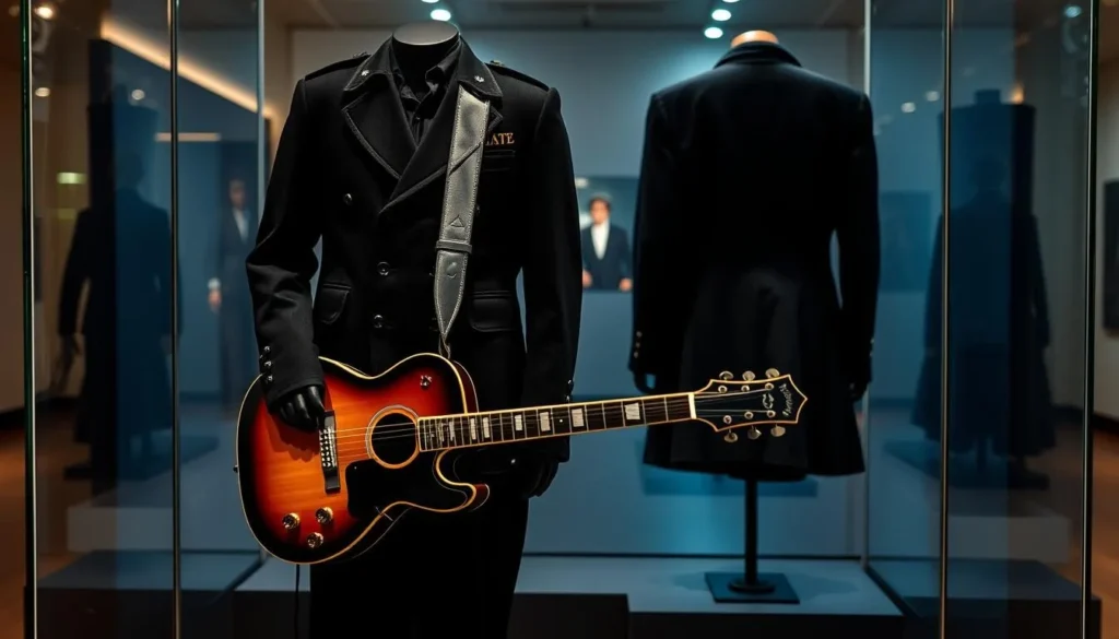 Image of Johnny Cash's stage outfit on display at the museum Image of Johnny Cash's stage outfit on display at the museum