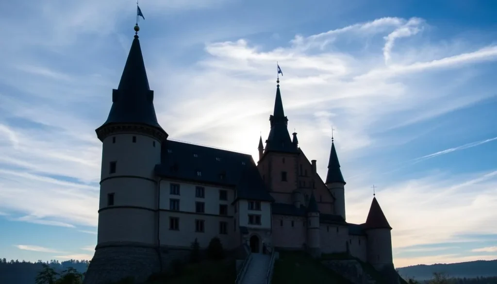 Image of Karlštejn Castle with its striking silhouette against the sky