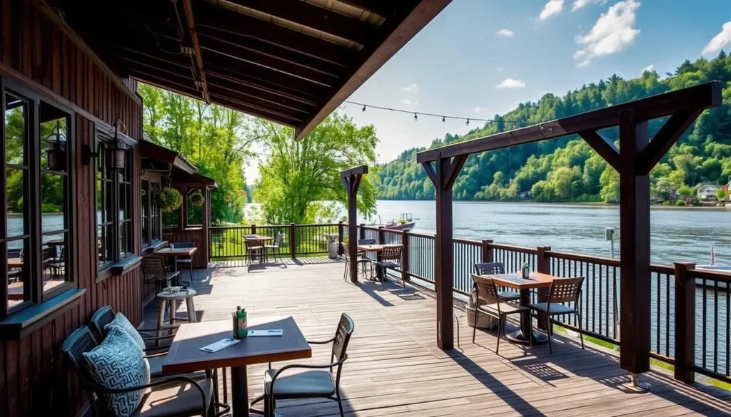Image of Kennebec Tavern's deck overlooking the Kennebec River