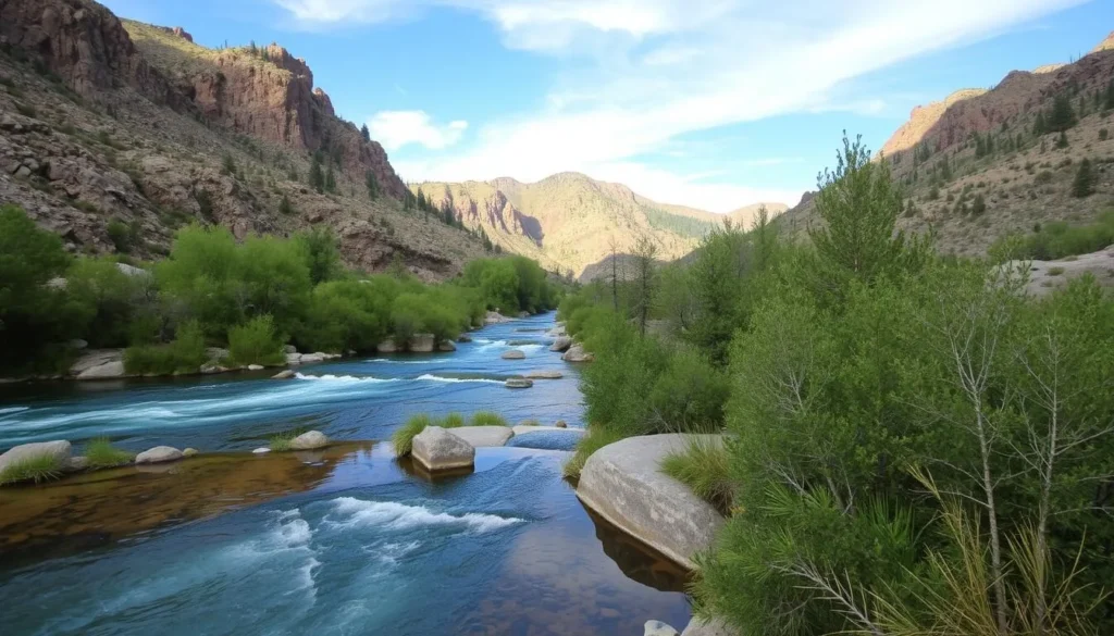 Image of Kirkham Hot Springs with the Payette River in the background