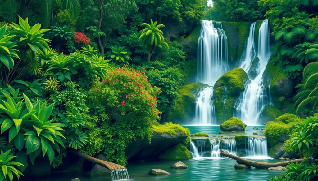Image of Konoko Falls and Park with lush greenery and waterfalls