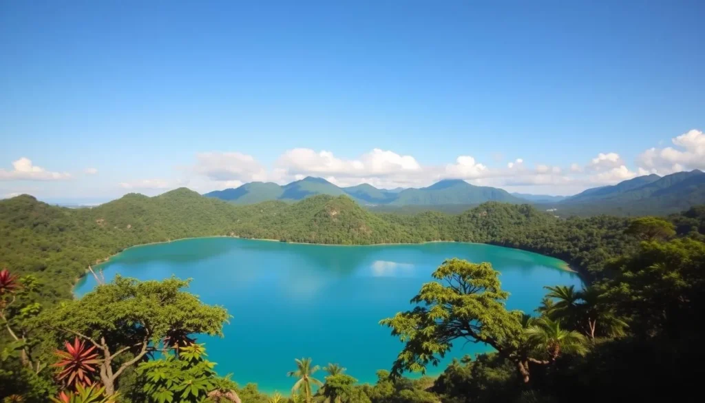 Image of Laguna Lachua surrounded by lush rainforest