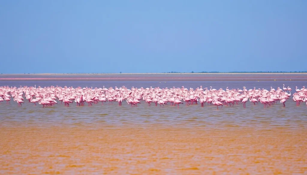 Image of Lake Eyasi with flamingos