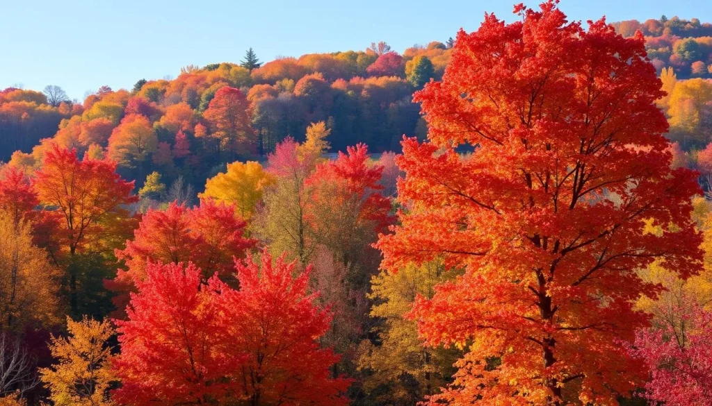 Image of Lansing's fall foliage with vibrant autumn colors