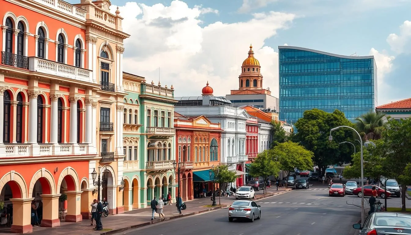 Image of Libreville cityscape with a mix of French colonial and modern African architecture