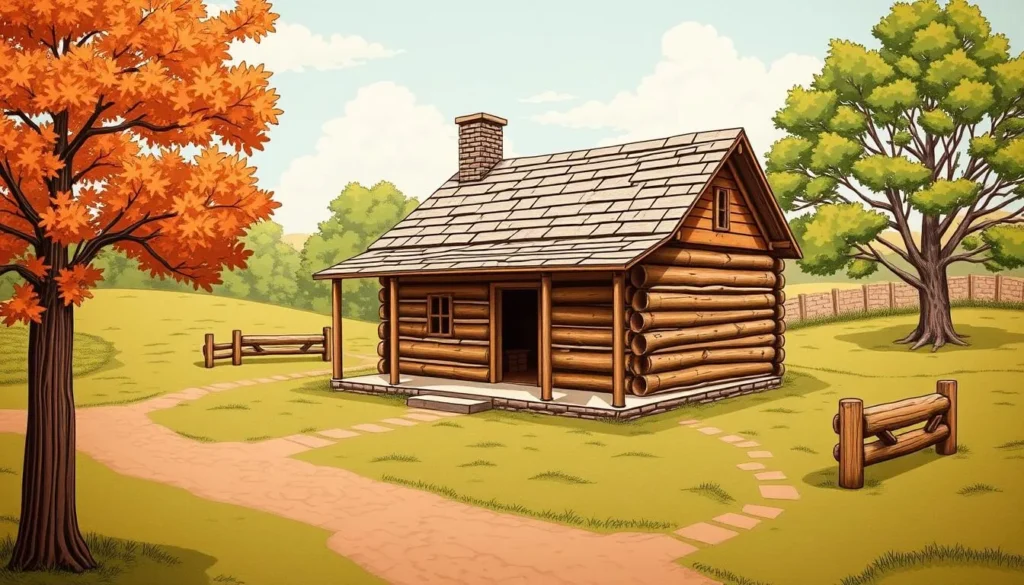 Image of Lincoln Boyhood National Memorial log cabin recreation