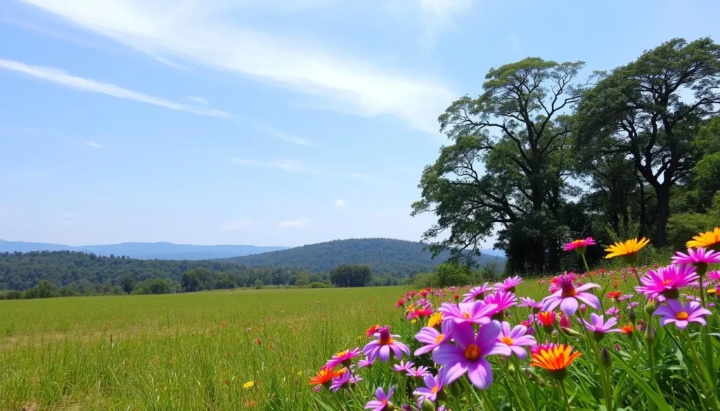 Image of Livingstone National Park landscape with grass trees and wildflowers