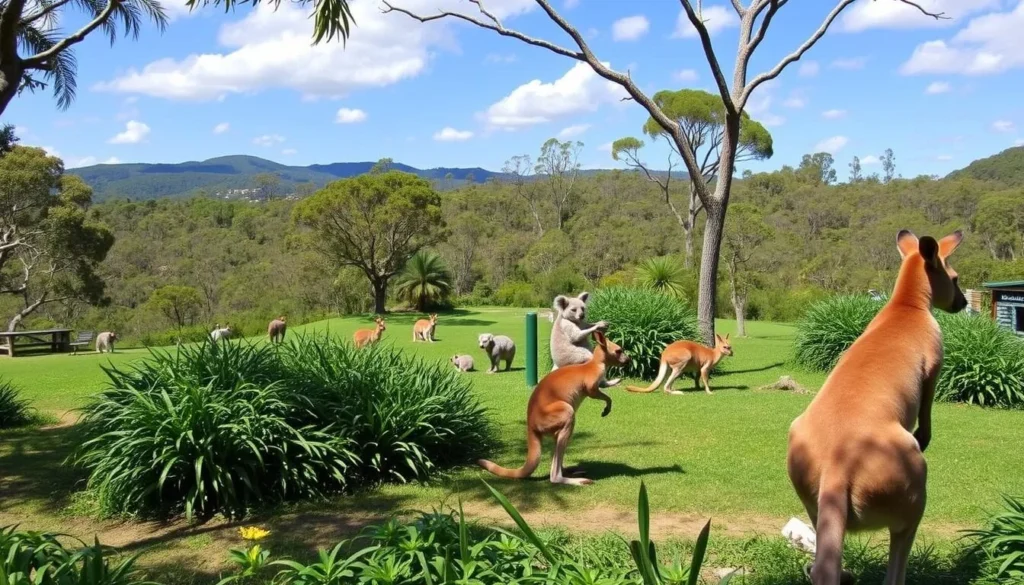 Image of Lone Pine Koala Sanctuary with koalas and kangaroos