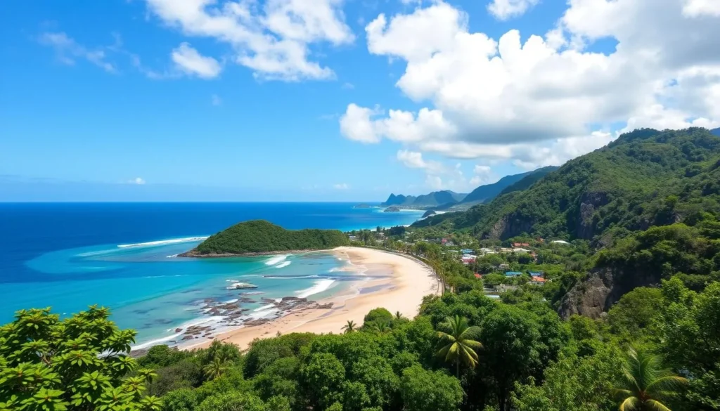 Image of Luba town on Bioko Island with a beautiful beach and lush green surroundings