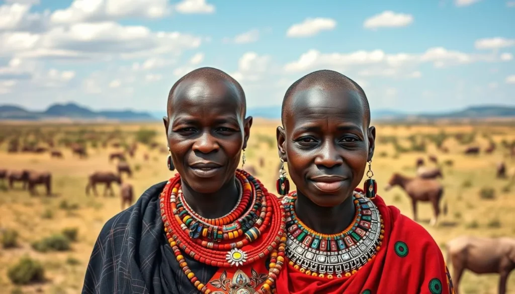 Image of Maasai people in traditional attire