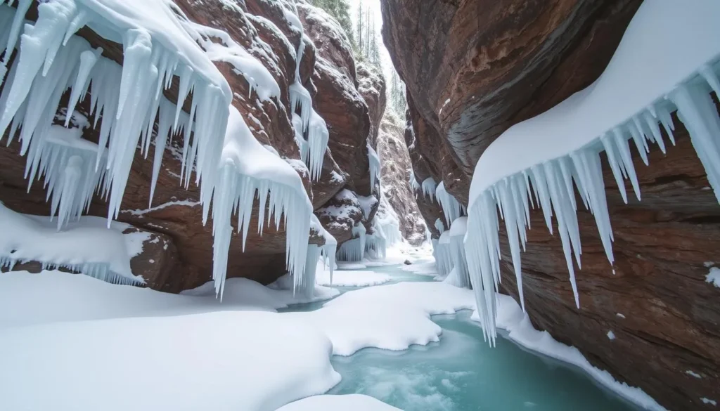 Image of Maligne Canyon frozen in winter